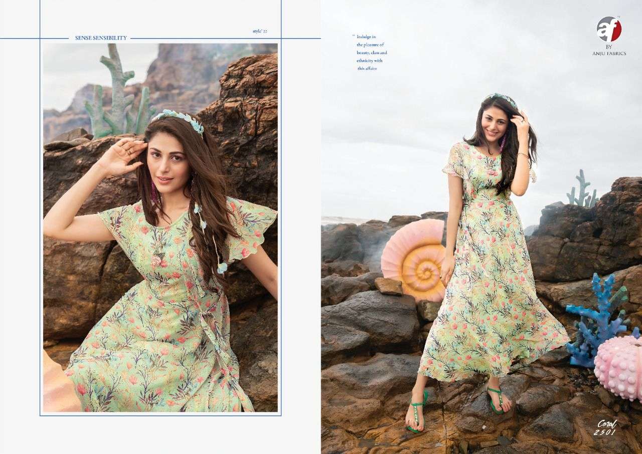 Anju Fab Launching Coral Western Kurtis catalogue