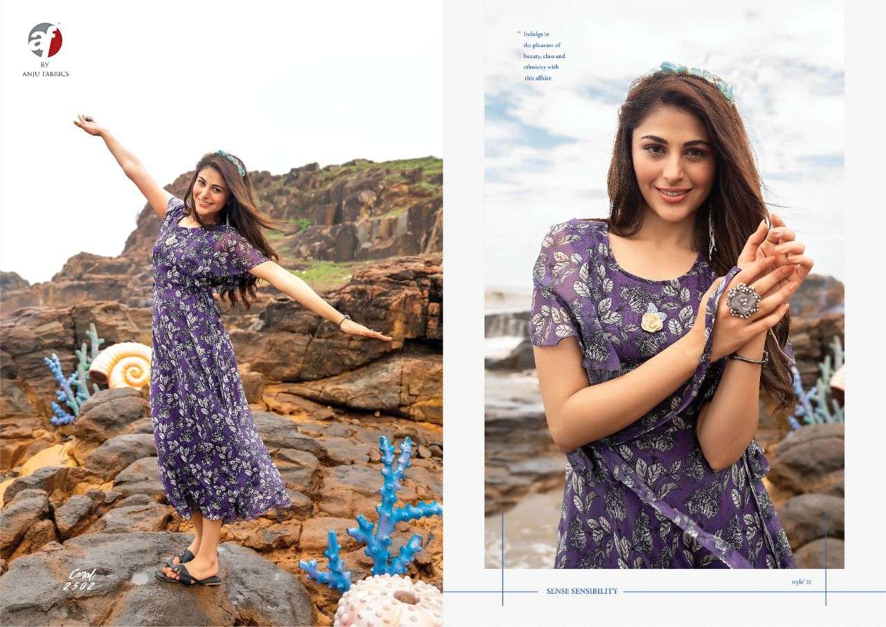 Anju Fab Launching Coral Western Kurtis catalogue
