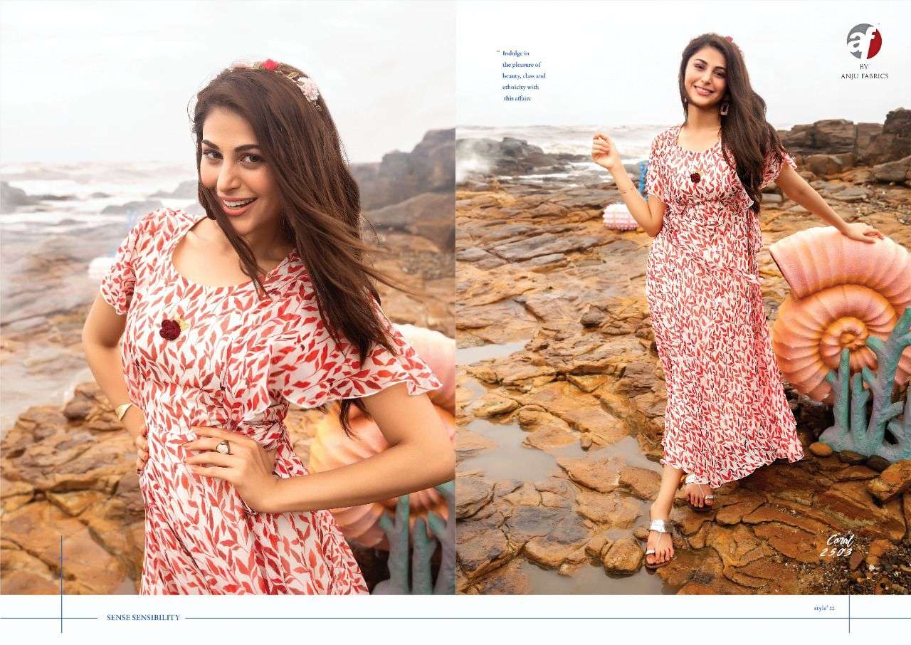 Anju Fab Launching Coral Western Kurtis catalogue