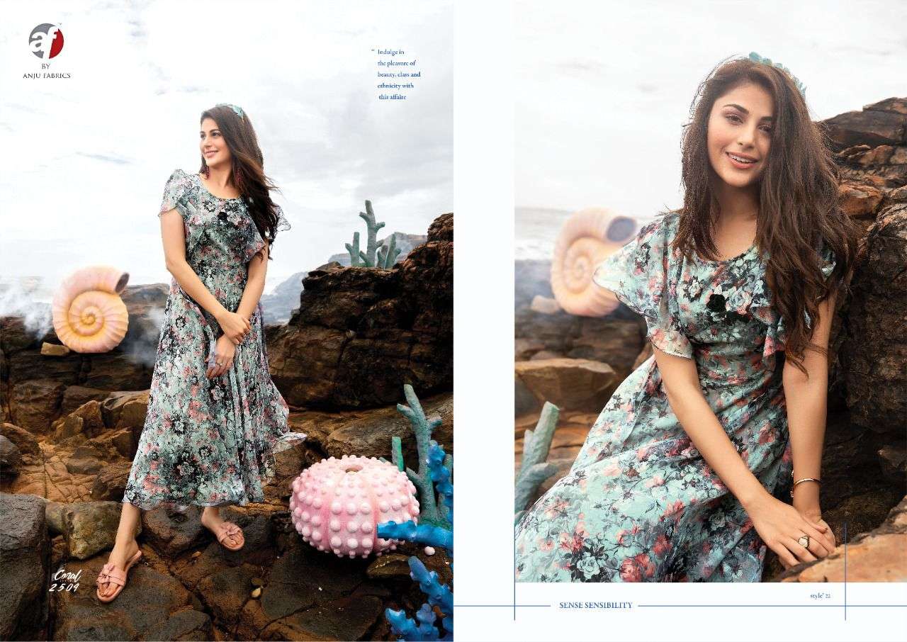 Anju Fab Launching Coral Western Kurtis catalogue