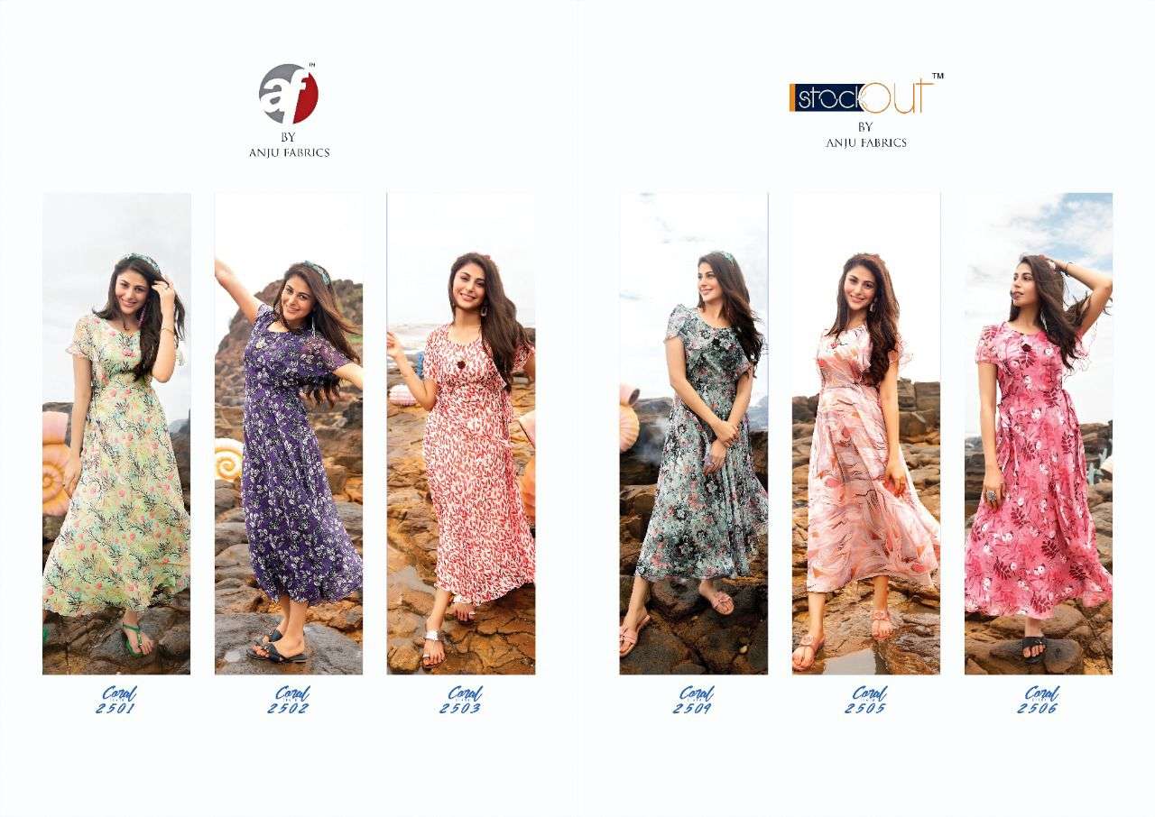Anju Fab Launching Coral Western Kurtis catalogue