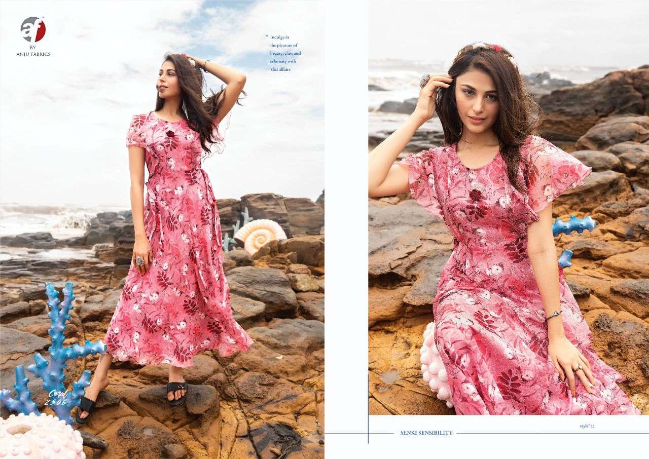 Anju Fab Launching Coral Western Kurtis catalogue