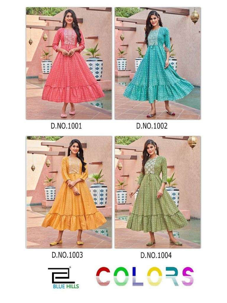 BLUE HILLS COLORS HEAVY RAYON PRINT ANARKALI KURTI