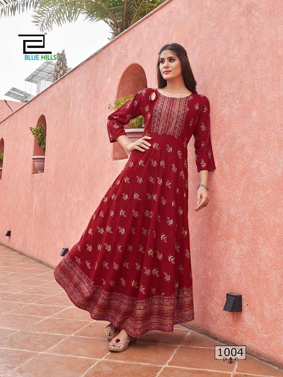 BLUE HILLS LAURA VOL 1 RAYON LONG GOWN KURTI DESIGN AUTHORIZED SUPPLIER