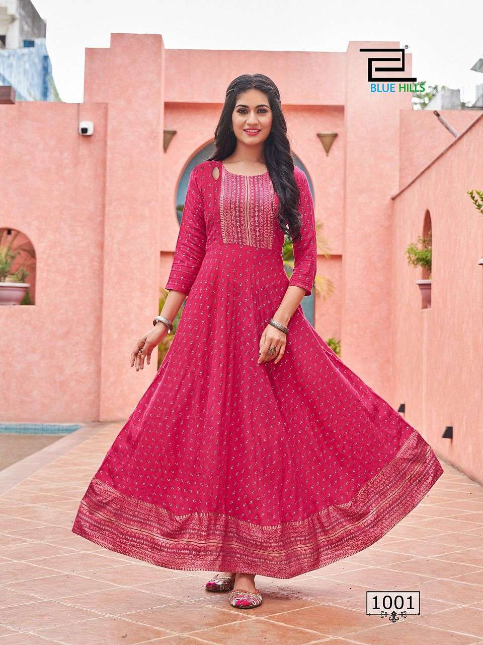 BLUE HILLS LAURA VOL 1 RAYON LONG GOWN KURTI DESIGN AUTHORIZED SUPPLIER