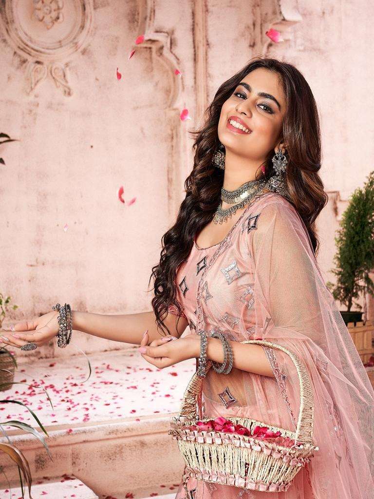 Bubblegum Pink Gota-Patti Worked Net Wedding Lehenga Choli