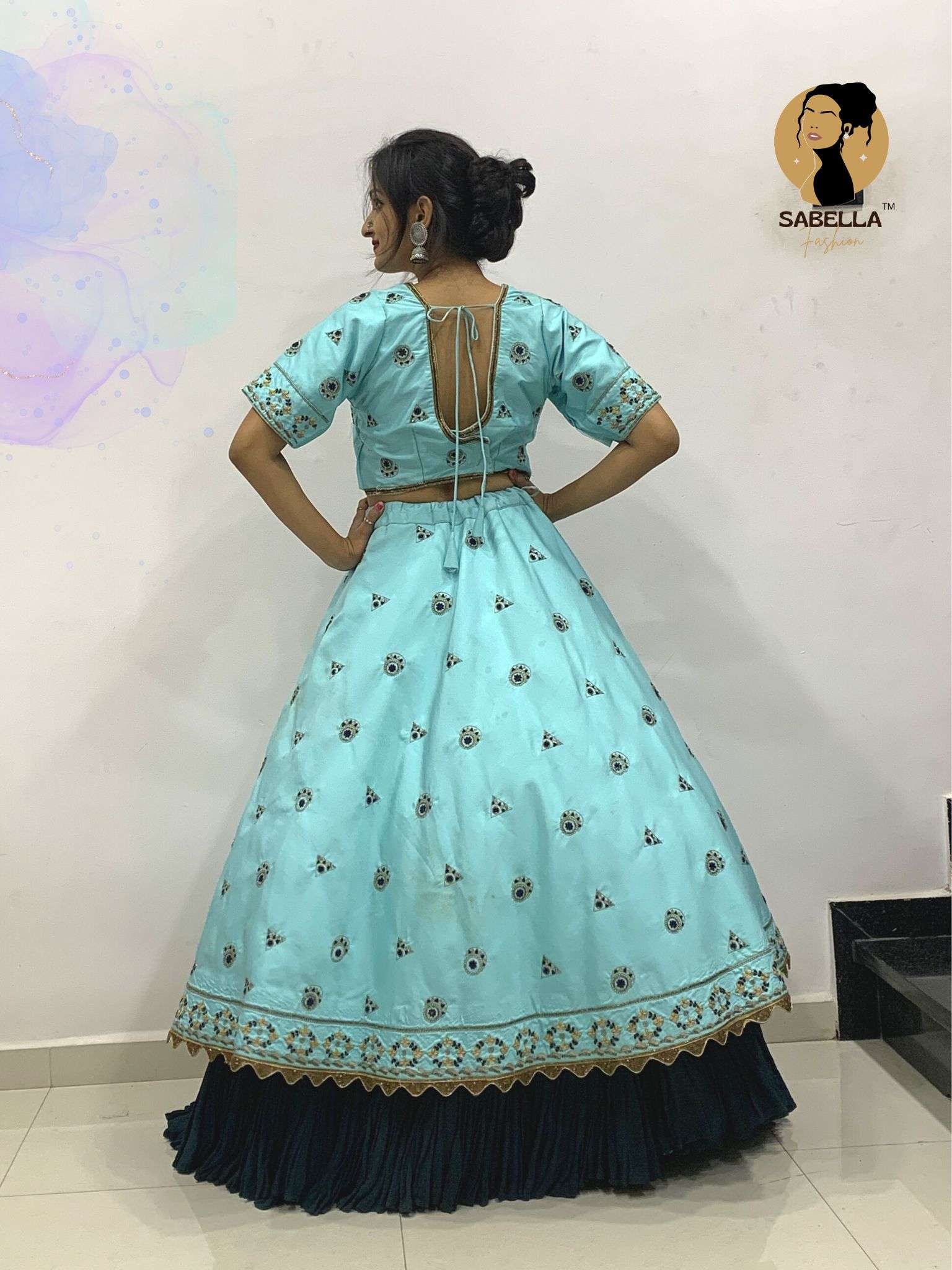 Buy Back Sky Blue Lehenga Choli ( Celebrity Used Pice) Fully Handwork Full Stitched