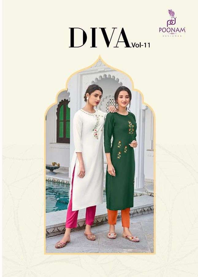 DIVA VOL 11 BY POONAM RAYON DAILY WEAR FANCY KURTI