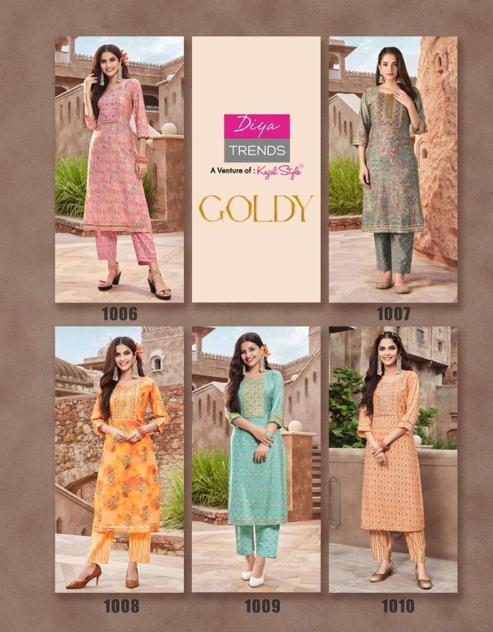  DIYA TRENDS GOLDY VOL 1 KURTI WITH PANT PAIR