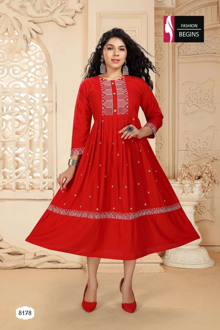 Fashion Begins present Ashmi anarkali kurti catalogue 