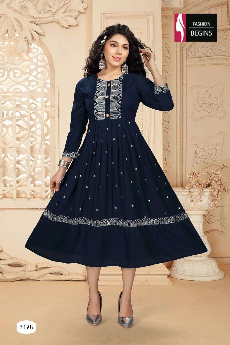 Fashion Begins present Ashmi anarkali kurti catalogue 