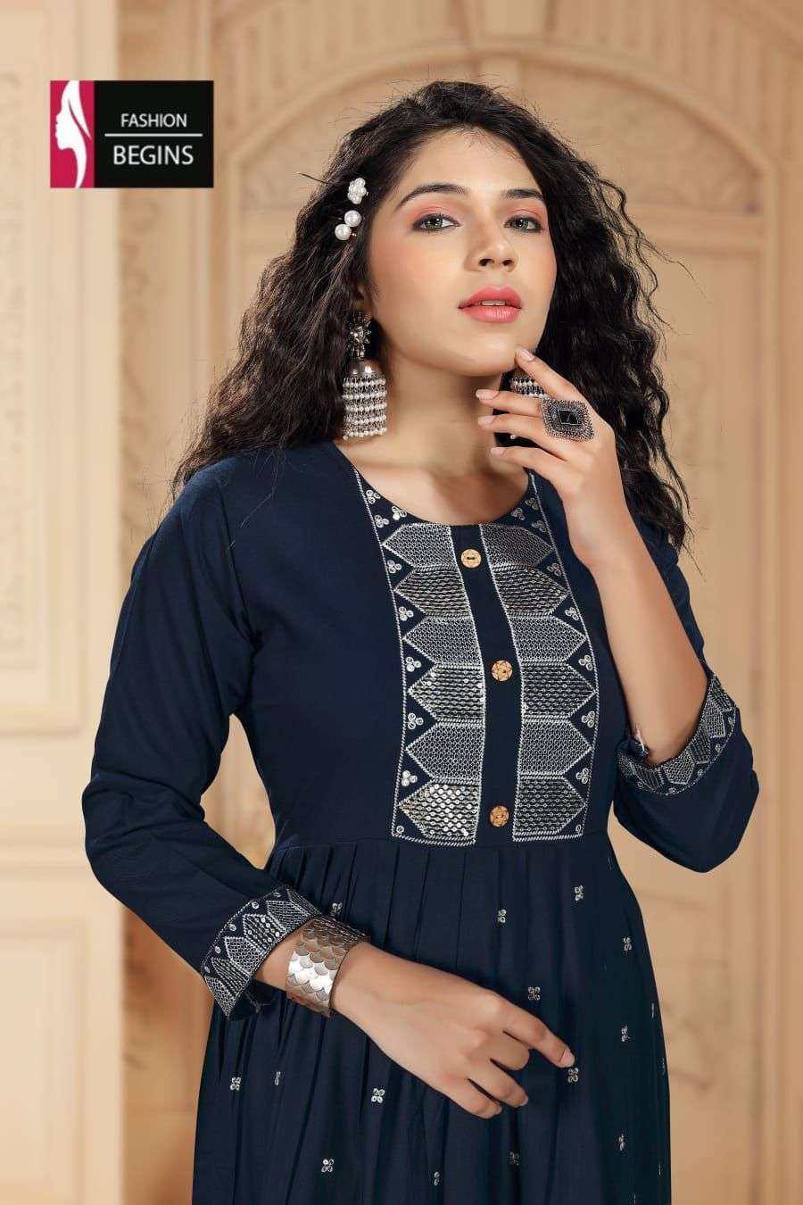 Fashion Begins present Ashmi anarkali kurti catalogue 