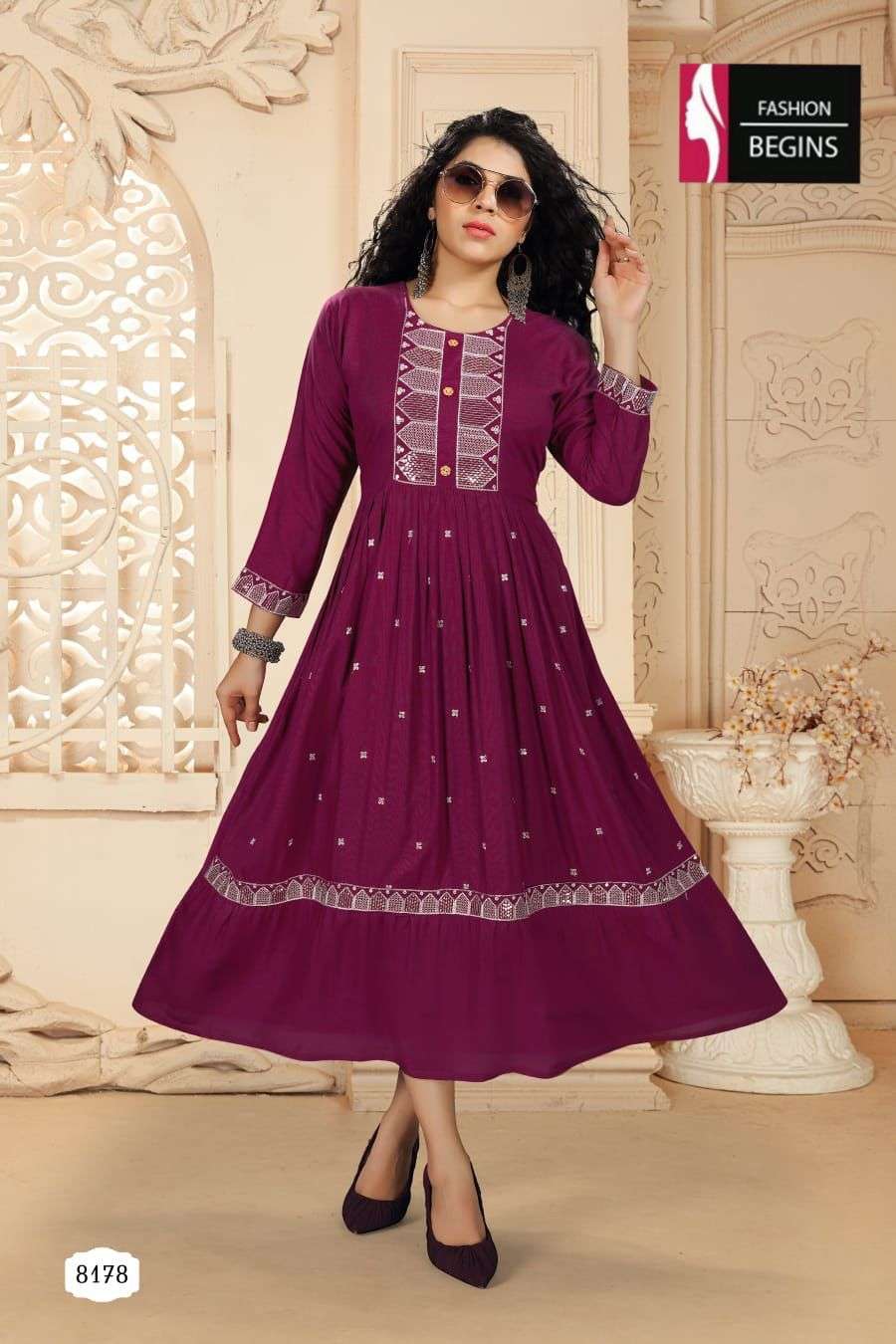 Fashion Begins present Ashmi anarkali kurti catalogue 