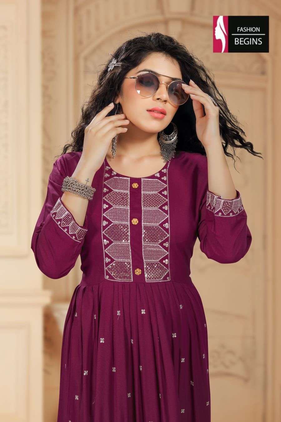 Fashion Begins present Ashmi anarkali kurti catalogue 