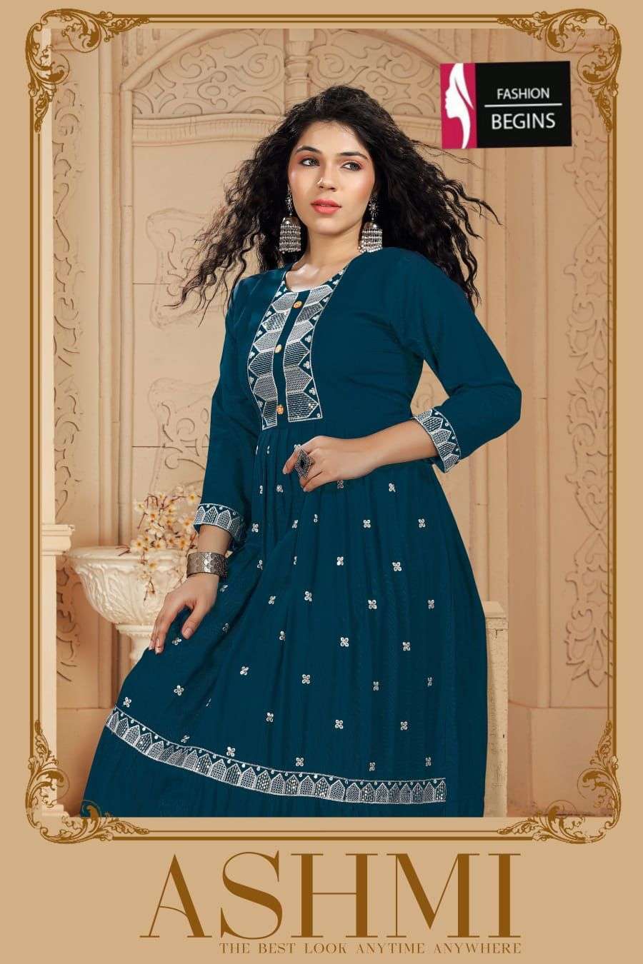 Fashion Begins present Ashmi anarkali kurti catalogue 