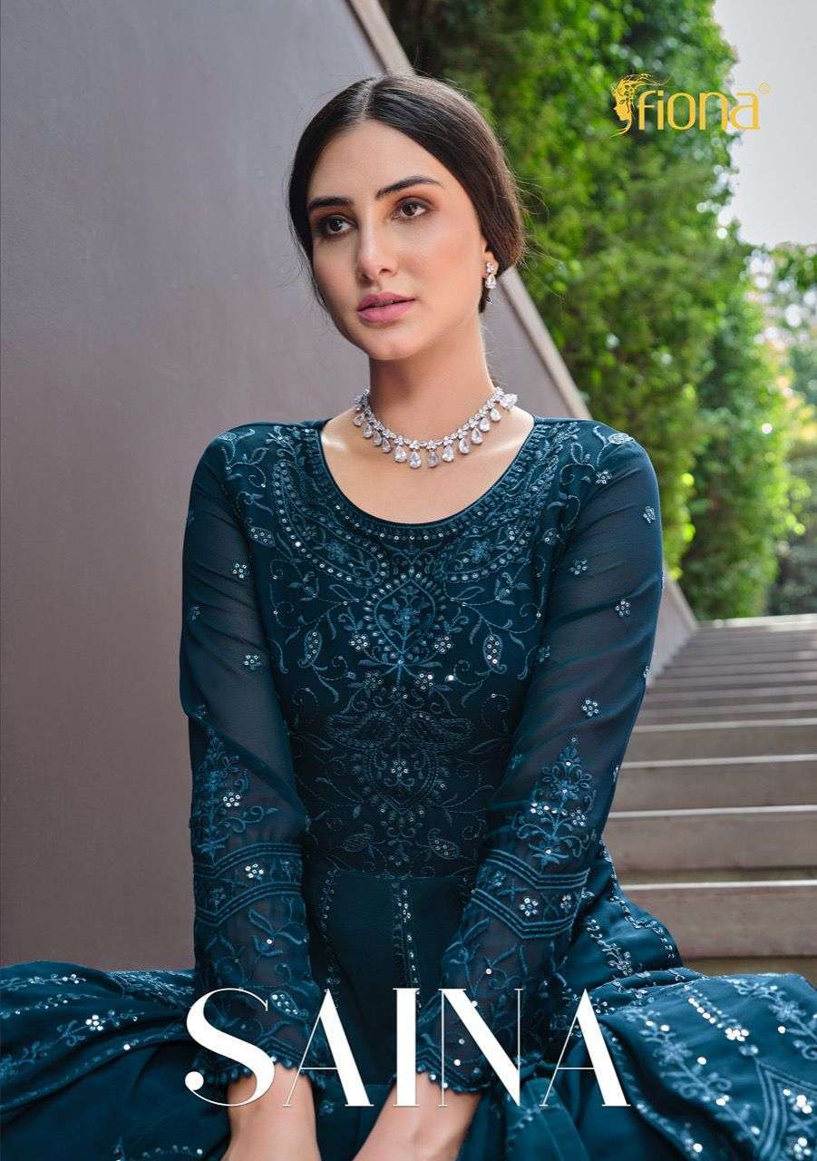  FIONA SAINA GEORGETTE DESIGNER FANCY KURTI WITH DUPATTA