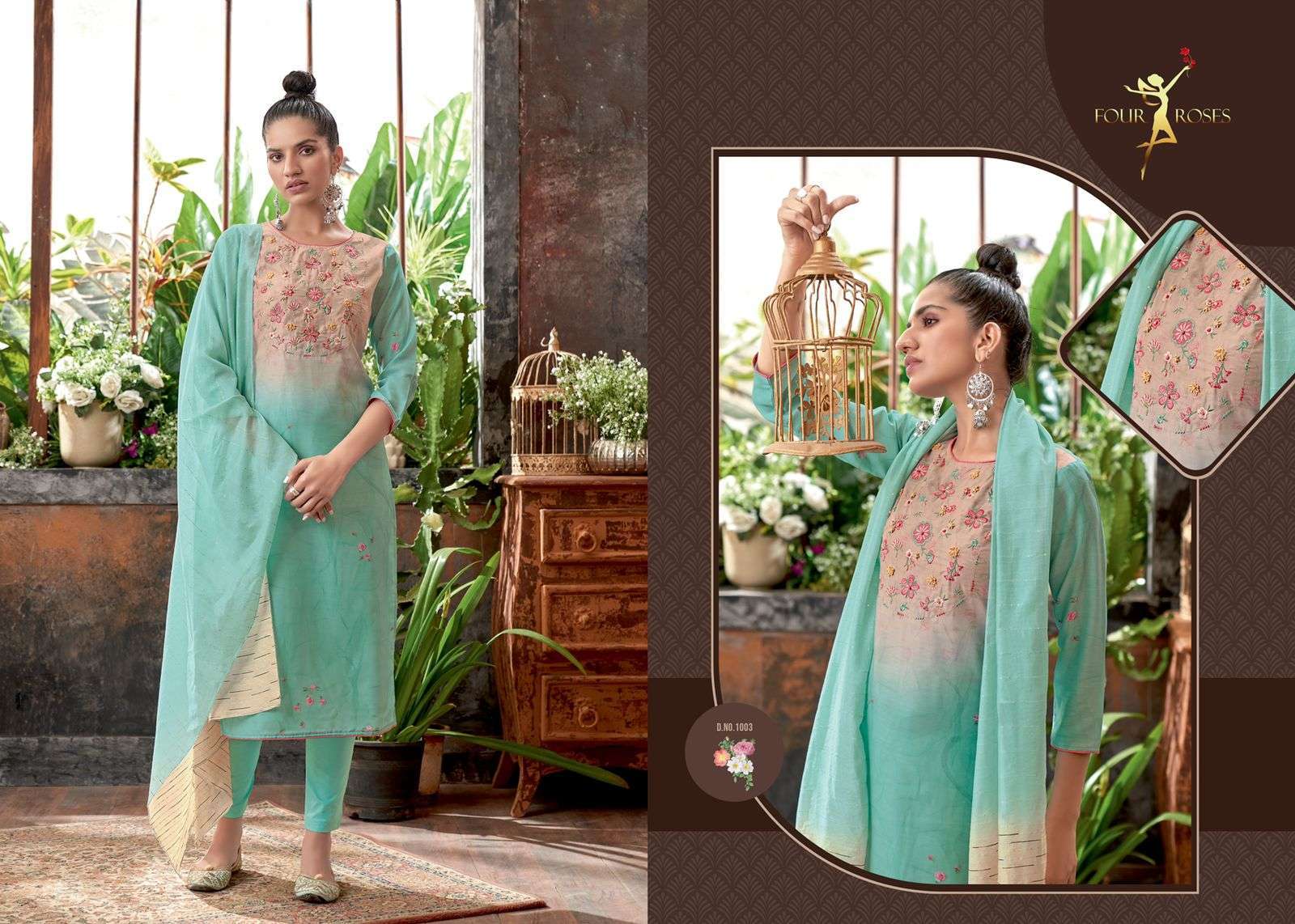  FOUR ROSES MOONLIGHT DIGITAL KURTI WITH PANT & DUPATTA COLLECTION