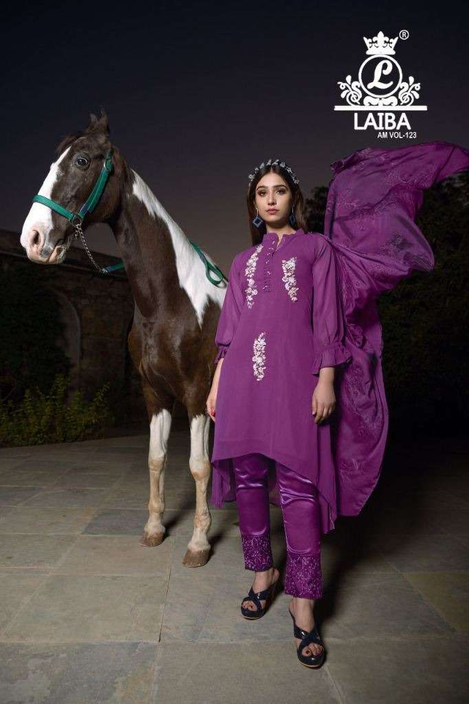 LAIBA THE DESIGNER STUDIO AM 123 GEORGETTE EMBROIDERY WORK READY MADE SUITS