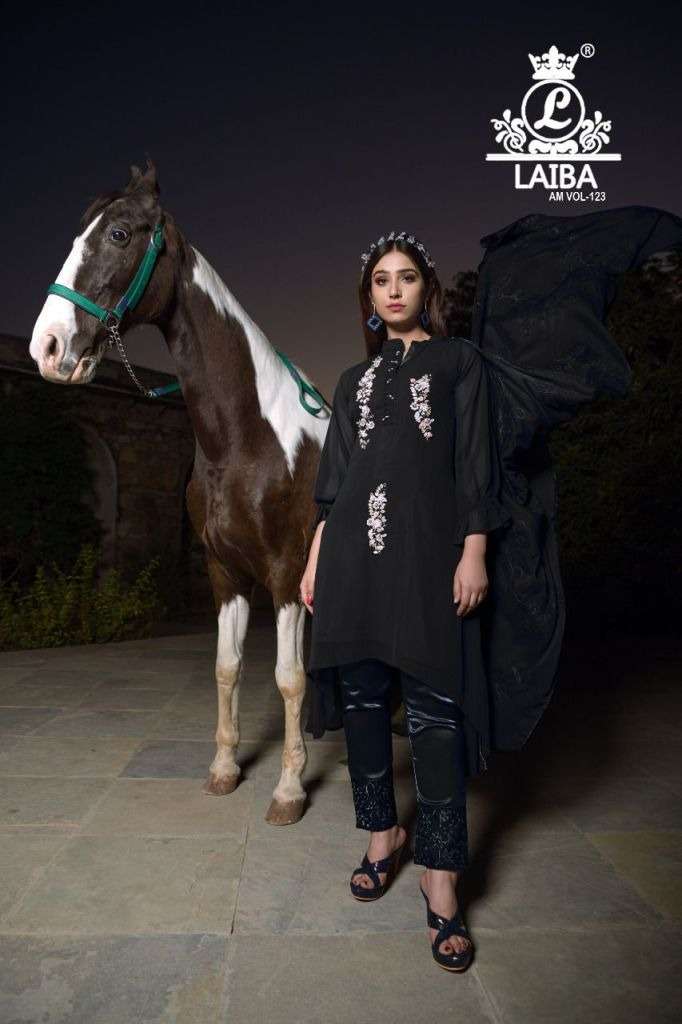 LAIBA THE DESIGNER STUDIO AM 123 GEORGETTE EMBROIDERY WORK READY MADE SUITS