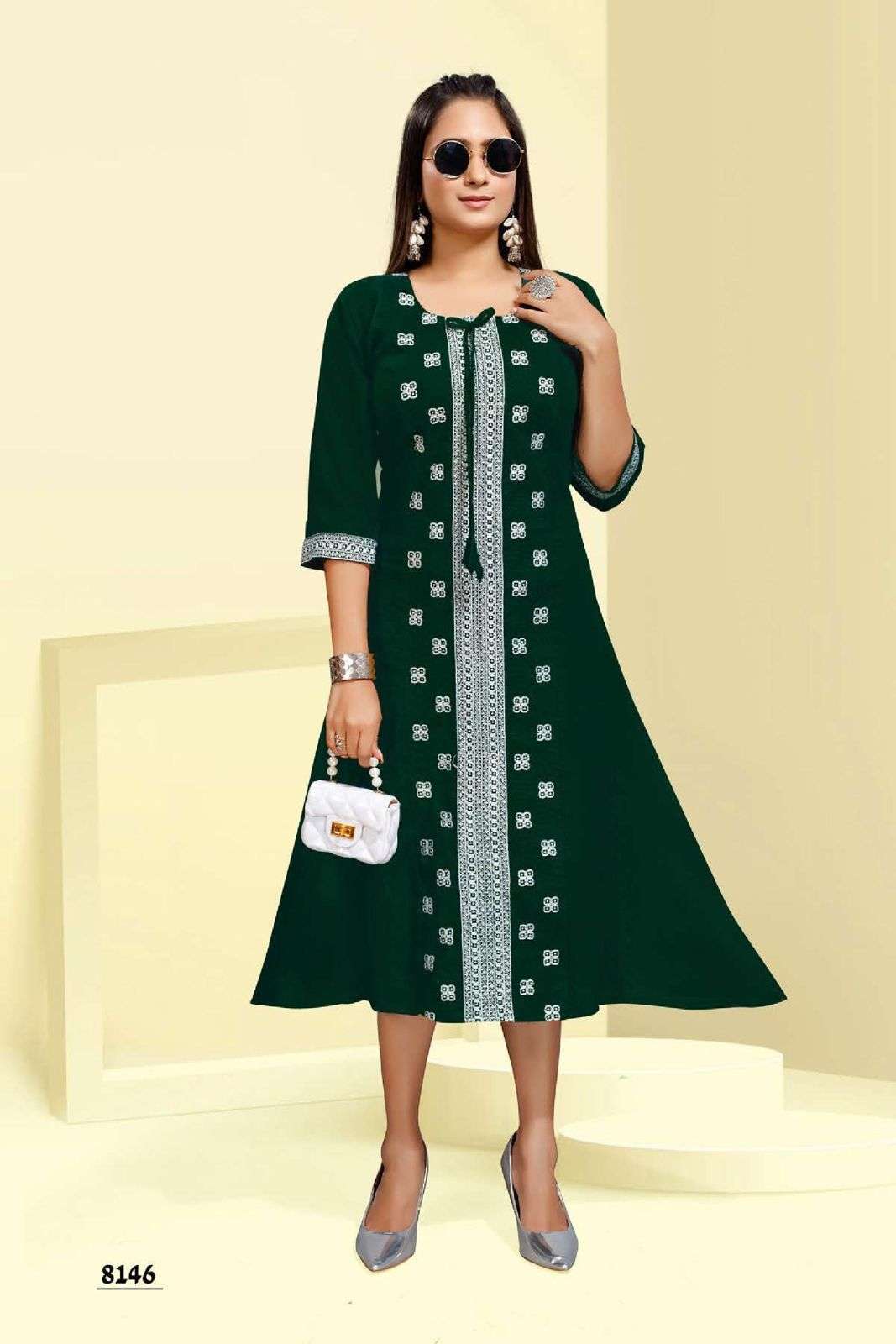  LATA EMBROIDERY HEAVY RAYON EMBROIDERY WORK FROCK KURTI STYLE KURTI CATALOG WHOLESALER BEST RATE