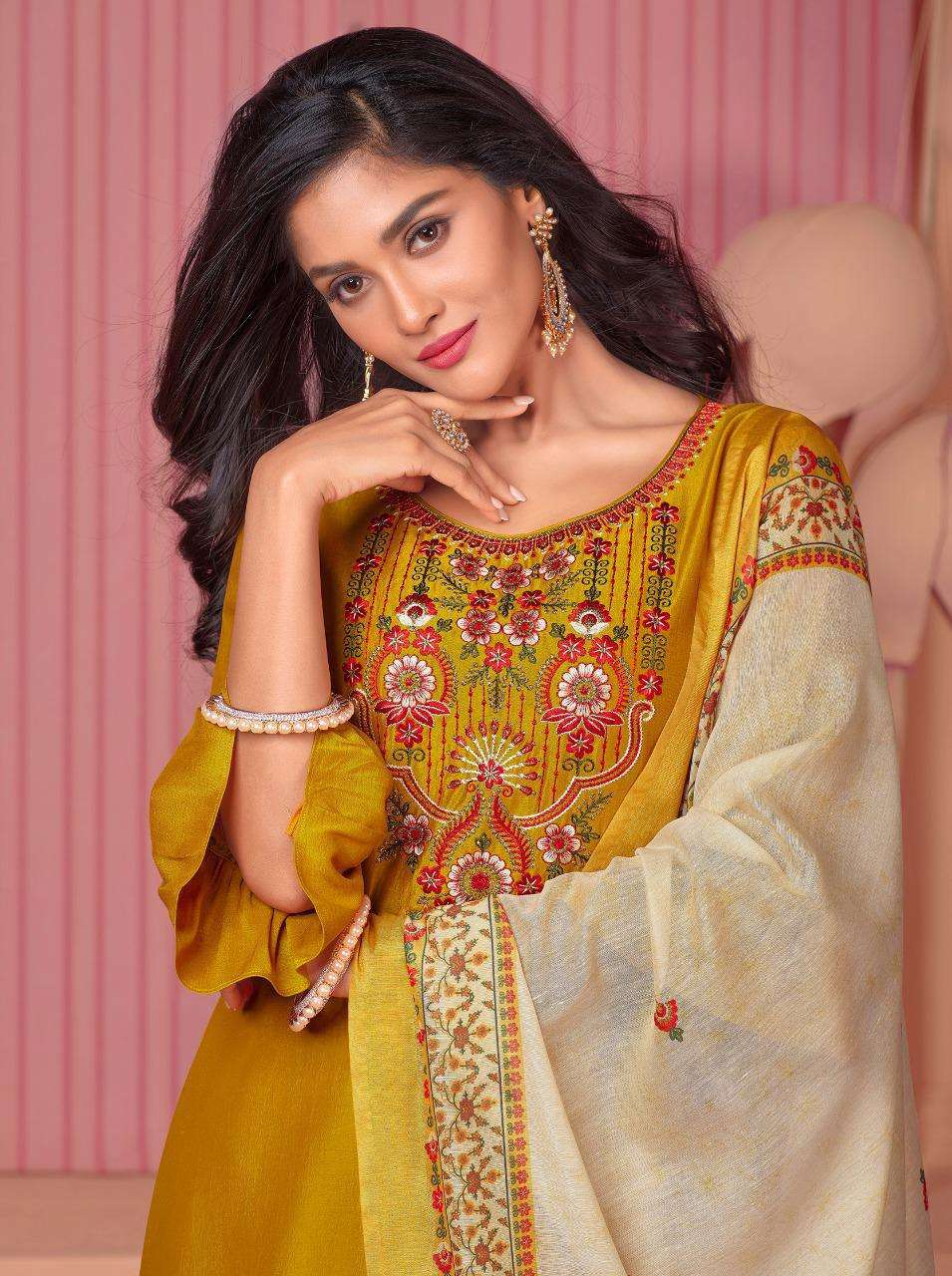 LILY & LALI LAUNCH MONALISA 5 BEMBERG SILK FULL STITCH TOP PANT WITH DUPATTA