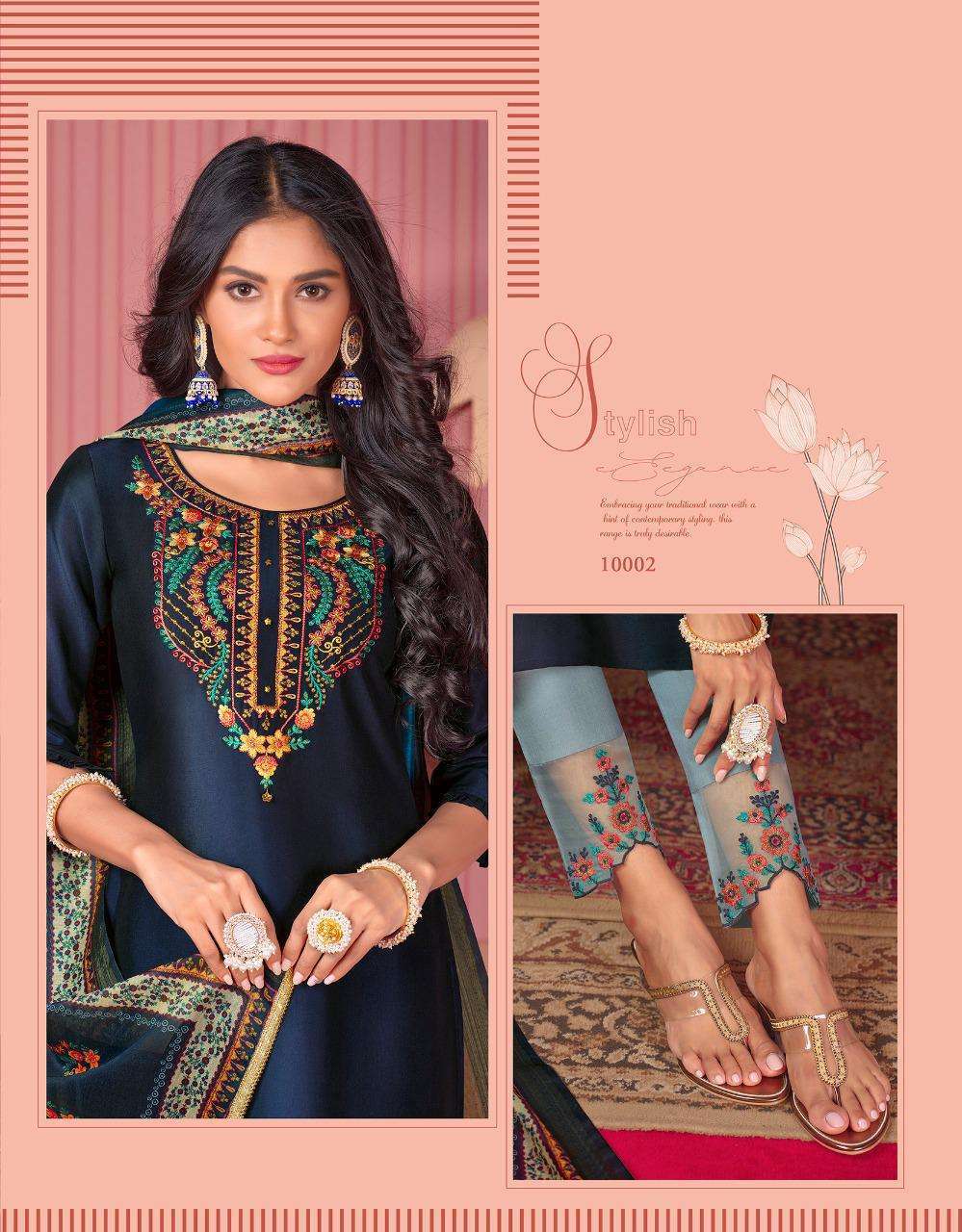 LILY & LALI LAUNCH MONALISA 5 BEMBERG SILK FULL STITCH TOP PANT WITH DUPATTA