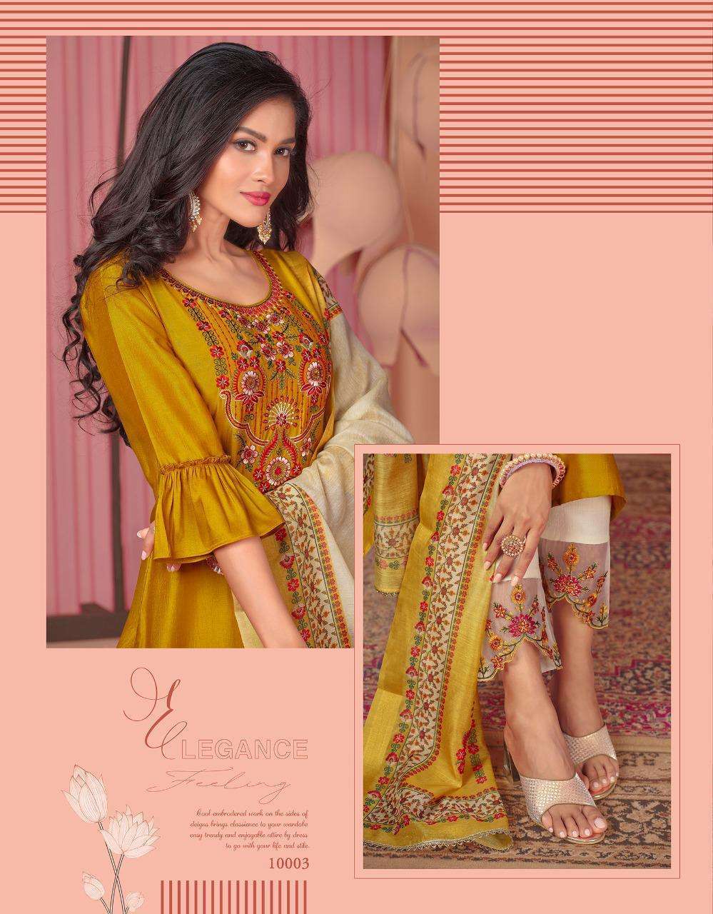 LILY & LALI LAUNCH MONALISA 5 BEMBERG SILK FULL STITCH TOP PANT WITH DUPATTA