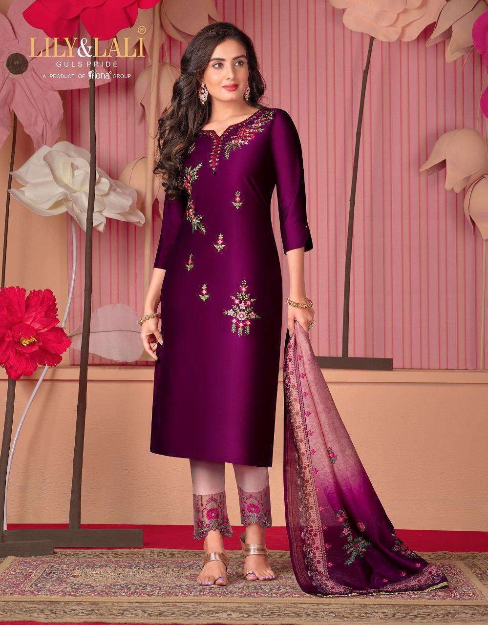 LILY & LALI LAUNCH MONALISA 5 BEMBERG SILK FULL STITCH TOP PANT WITH DUPATTA