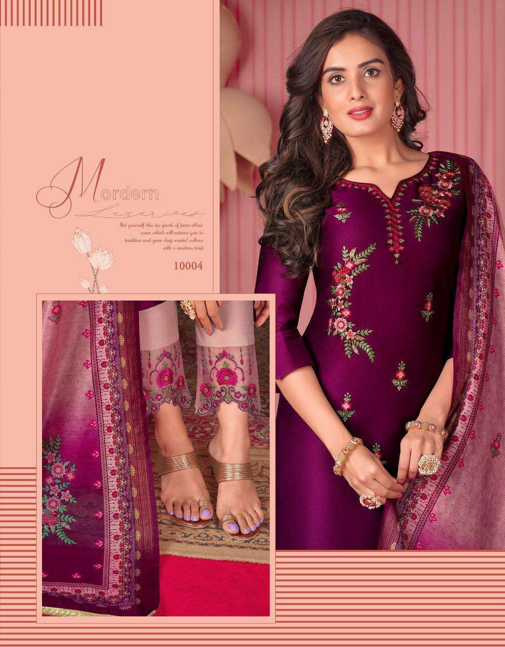 LILY & LALI LAUNCH MONALISA 5 BEMBERG SILK FULL STITCH TOP PANT WITH DUPATTA