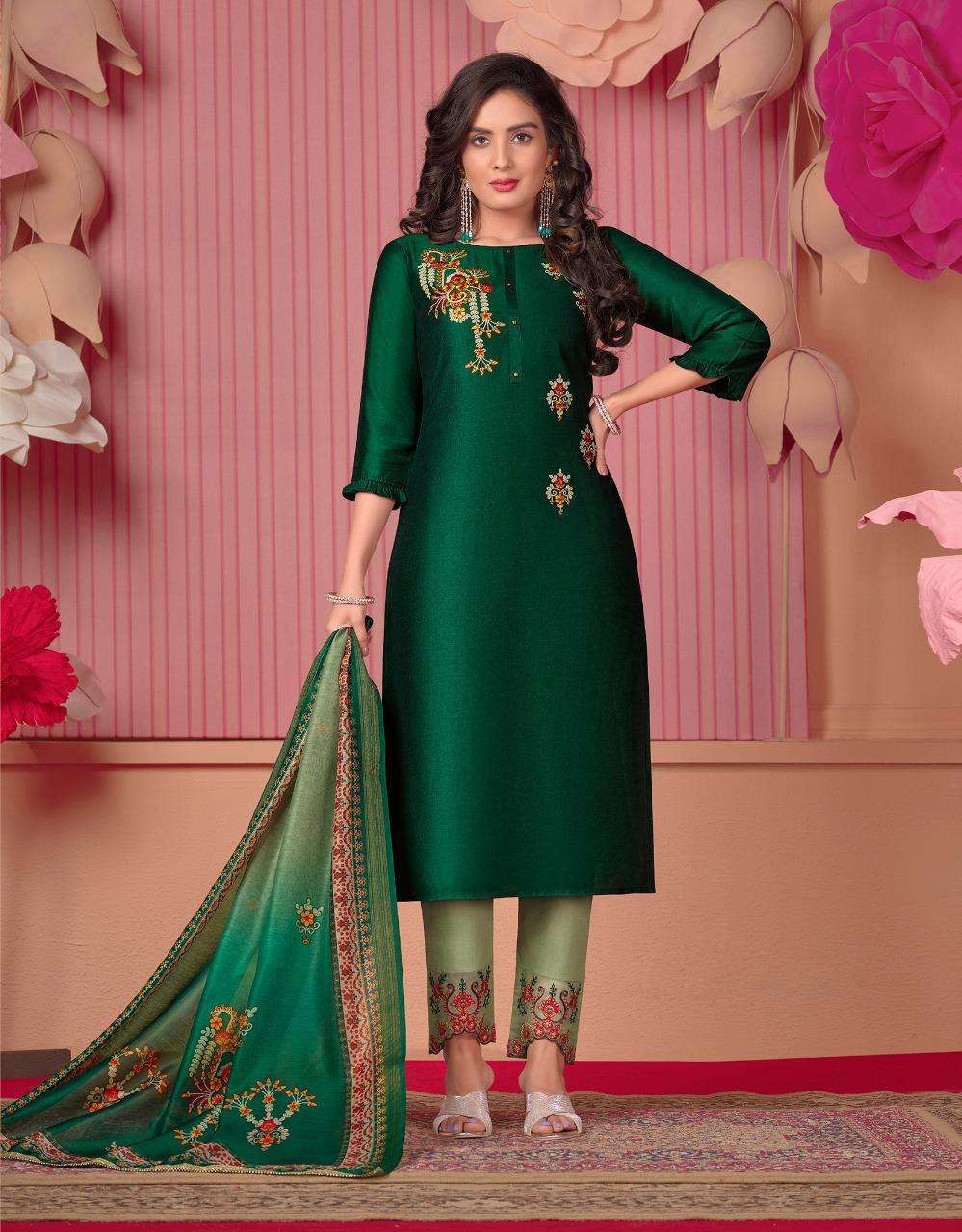 LILY & LALI LAUNCH MONALISA 5 BEMBERG SILK FULL STITCH TOP PANT WITH DUPATTA