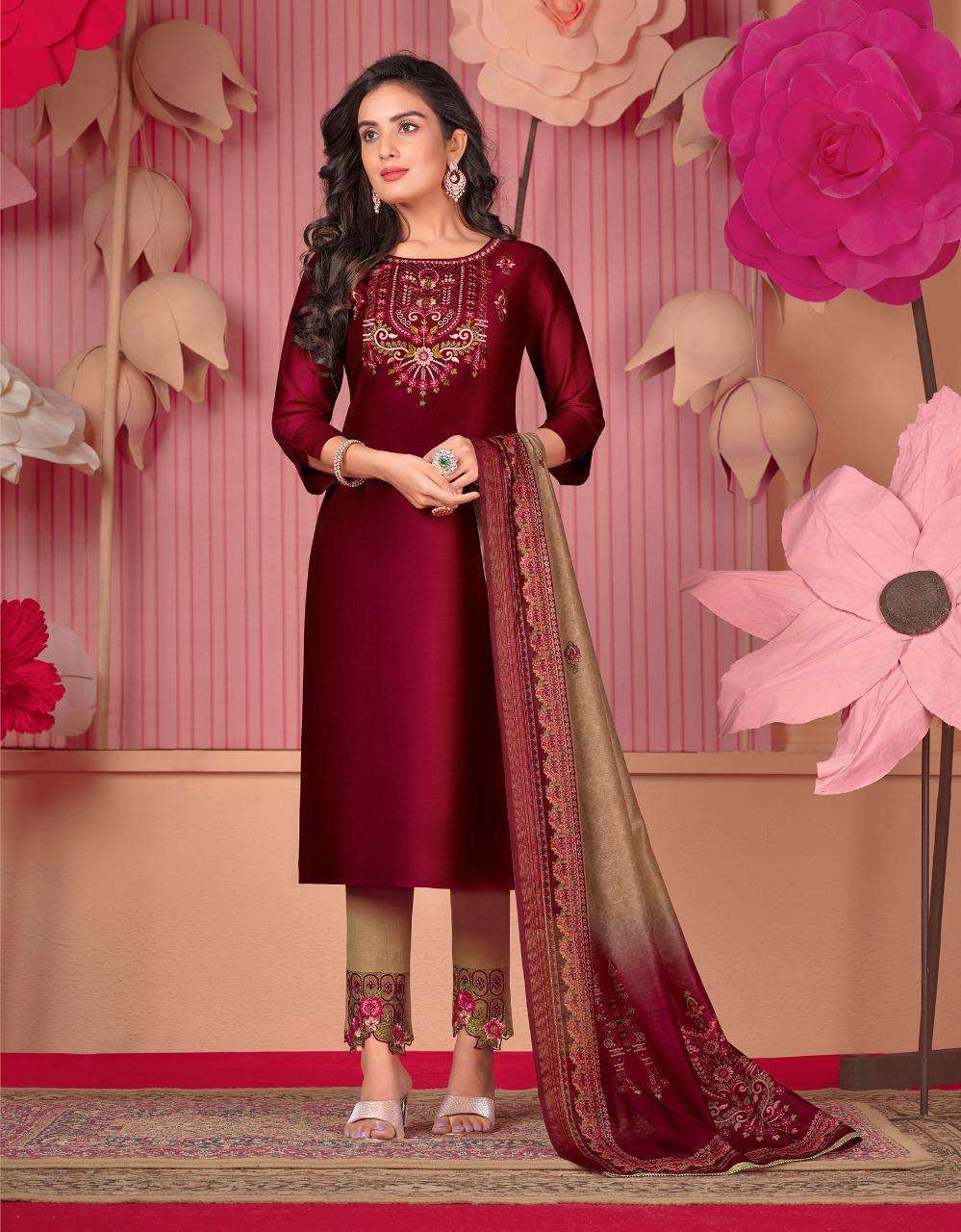 LILY & LALI LAUNCH MONALISA 5 BEMBERG SILK FULL STITCH TOP PANT WITH DUPATTA