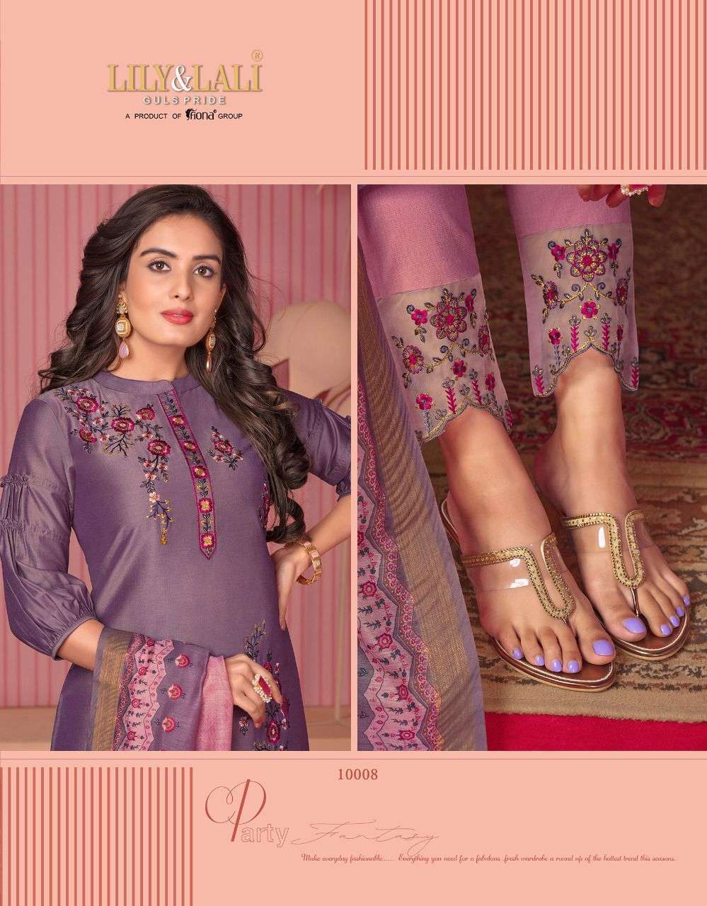 LILY & LALI LAUNCH MONALISA 5 BEMBERG SILK FULL STITCH TOP PANT WITH DUPATTA