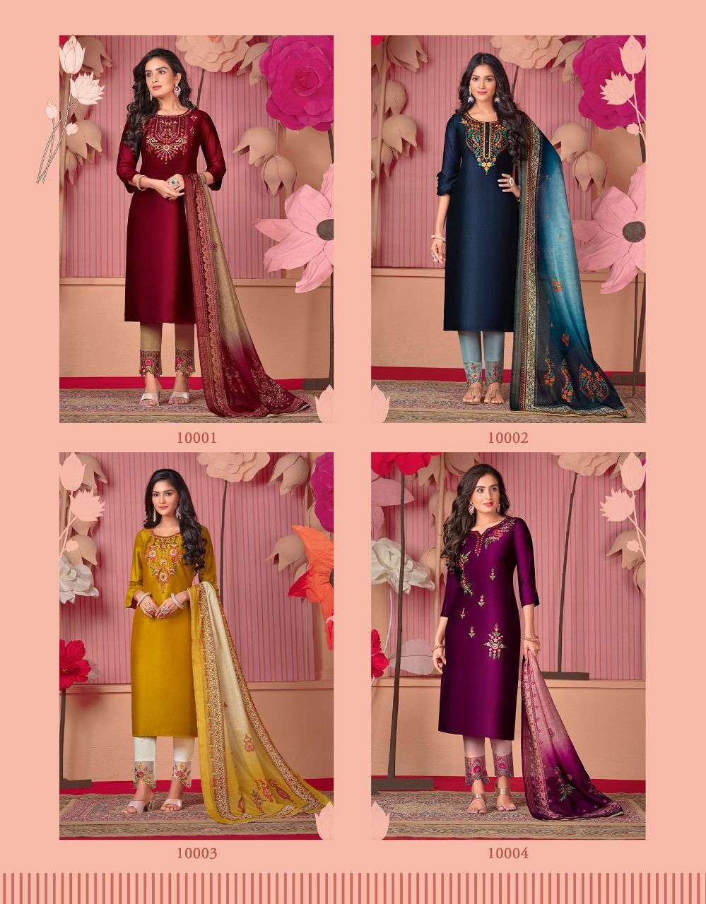 LILY & LALI LAUNCH MONALISA 5 BEMBERG SILK FULL STITCH TOP PANT WITH DUPATTA