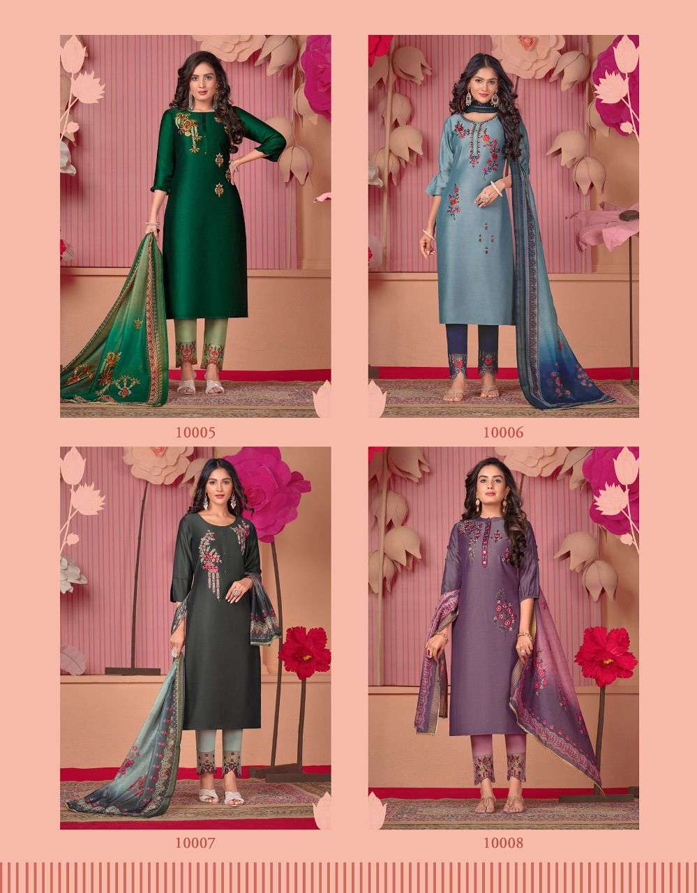 LILY & LALI LAUNCH MONALISA 5 BEMBERG SILK FULL STITCH TOP PANT WITH DUPATTA