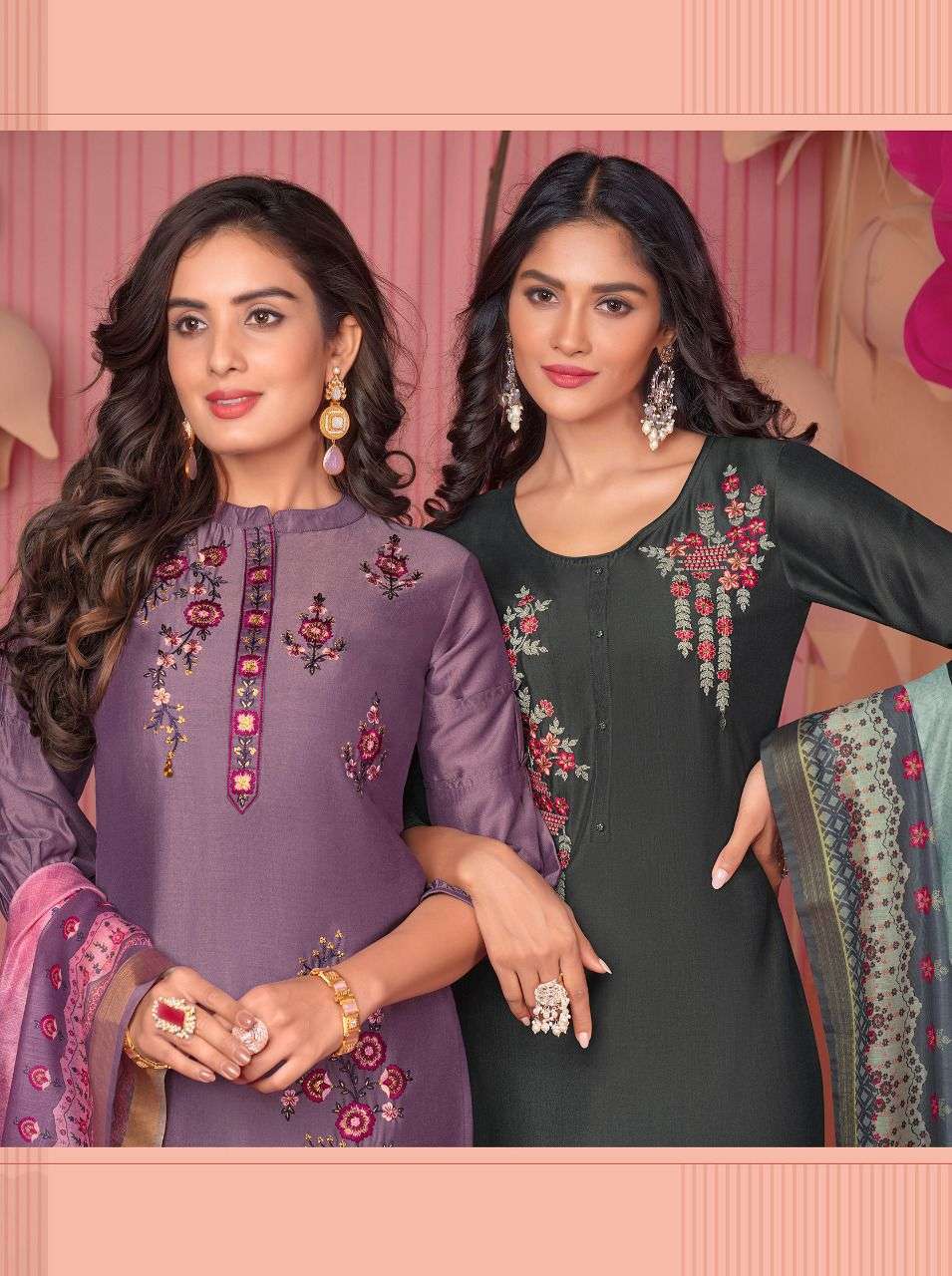 LILY & LALI LAUNCH MONALISA 5 BEMBERG SILK FULL STITCH TOP PANT WITH DUPATTA