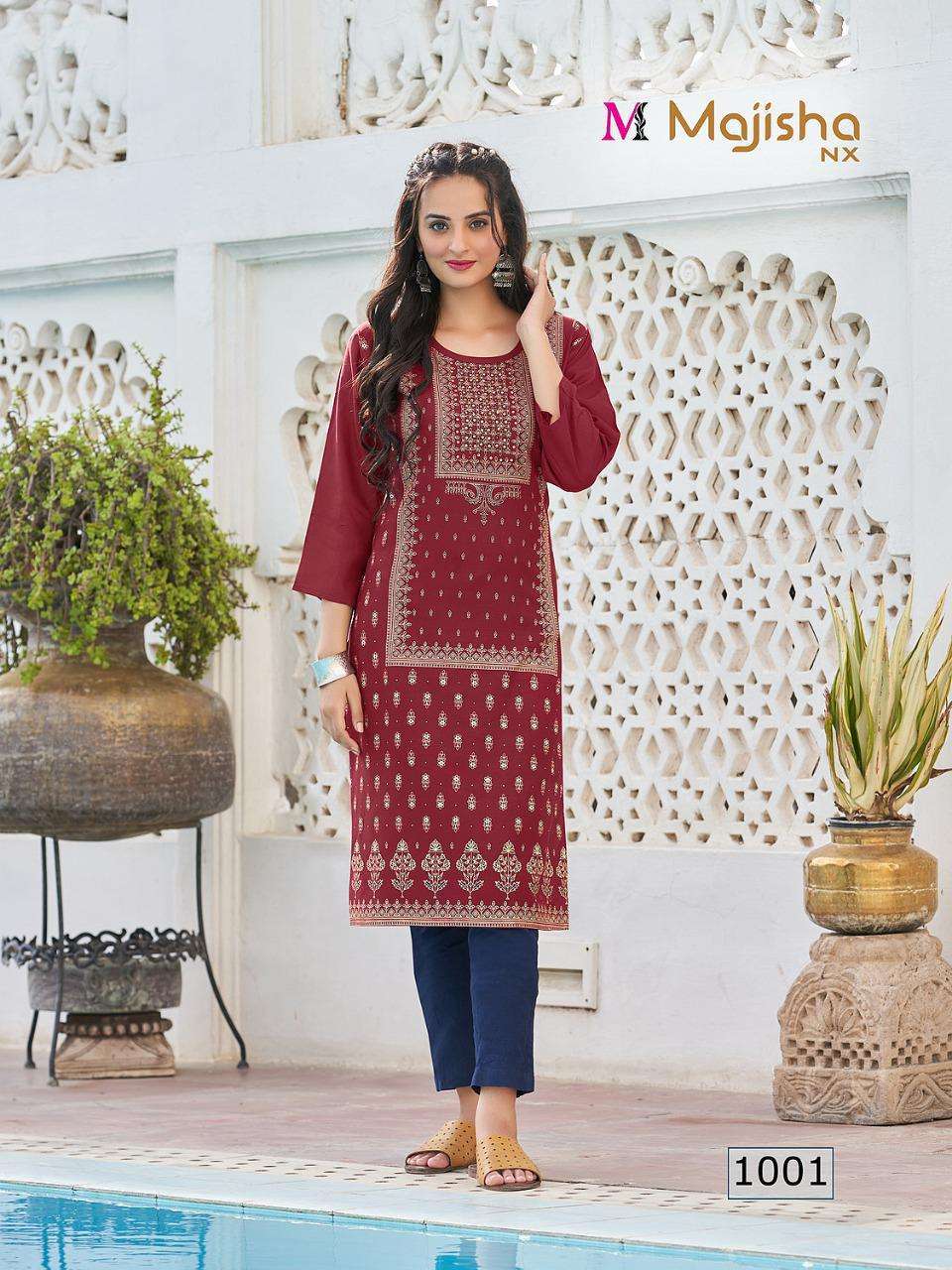 MAJISHA NX MASAKALI VOL 1 RAYON SIMPLE KURTI BEST RATE SELLER