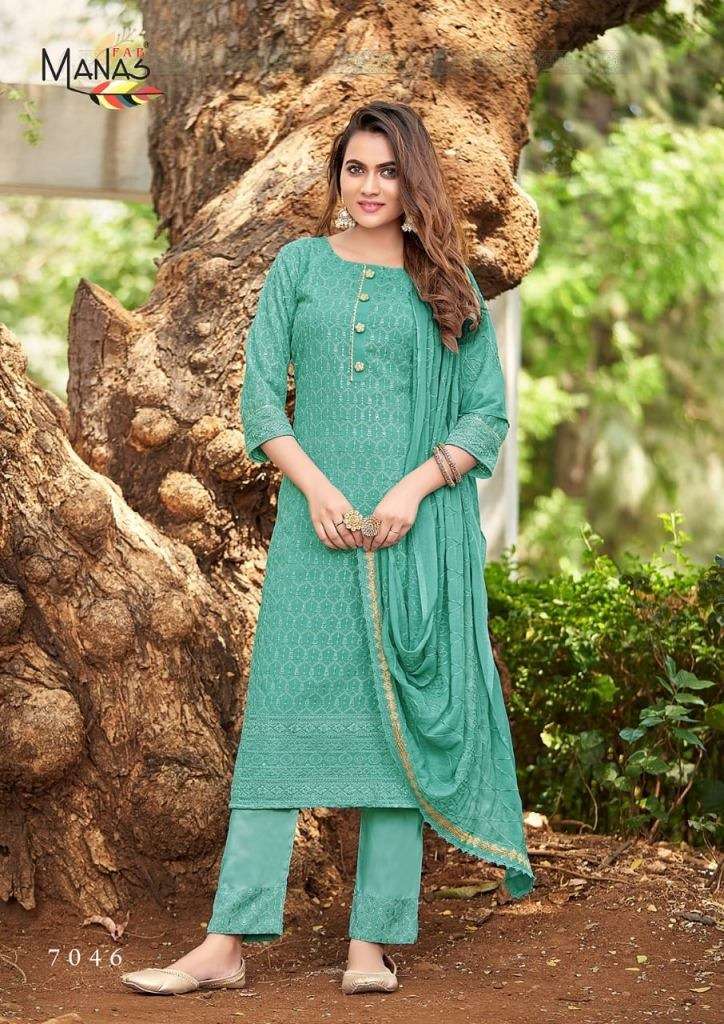 MANAS SCHIFFLI VOL 8 GEORGETTE SCHIFFLI WORK FESTIVE WEAR READY MADE COLLECTION