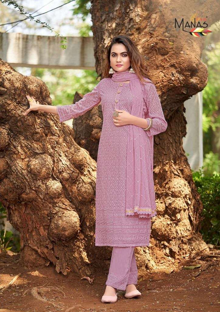 MANAS SCHIFFLI VOL 8 GEORGETTE SCHIFFLI WORK FESTIVE WEAR READY MADE COLLECTION