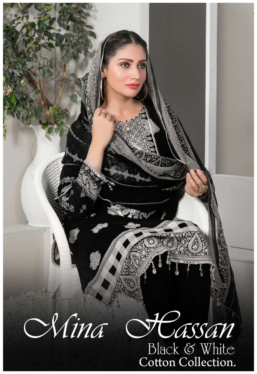  MINA HASSAN BLACK N WHITE COTTON COLLECTION