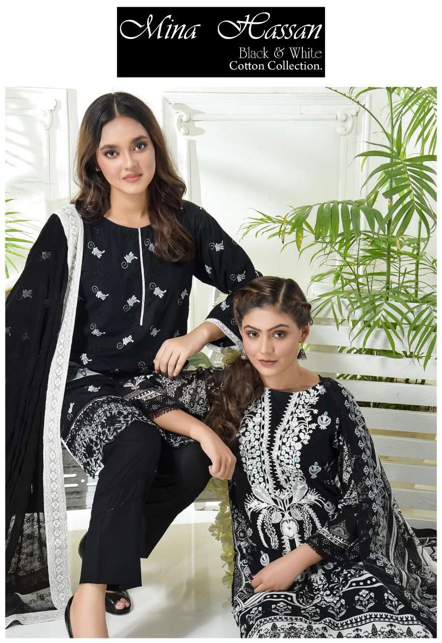  MINA HASSAN BLACK N WHITE COTTON COLLECTION