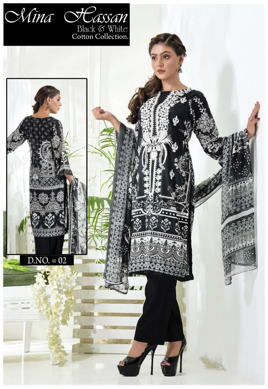  MINA HASSAN BLACK N WHITE COTTON COLLECTION
