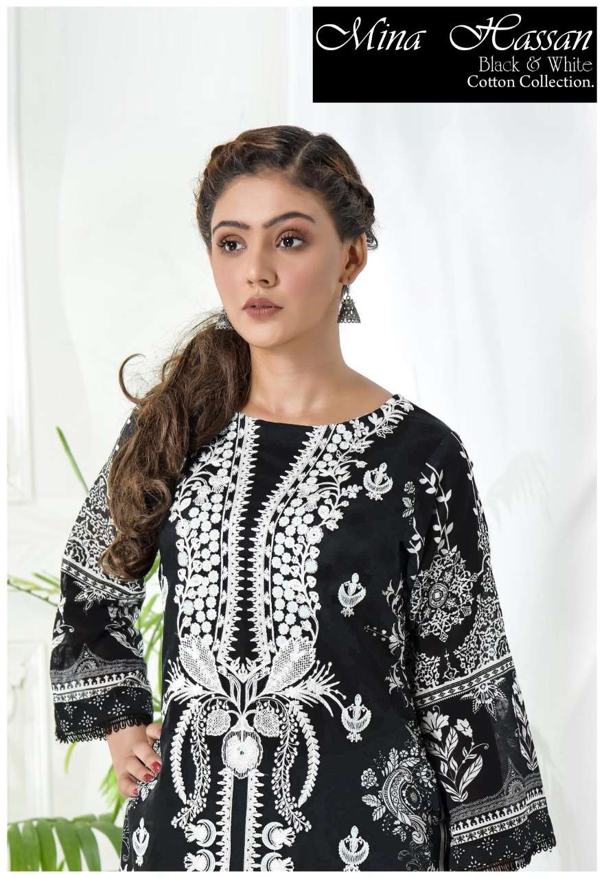  MINA HASSAN BLACK N WHITE COTTON COLLECTION