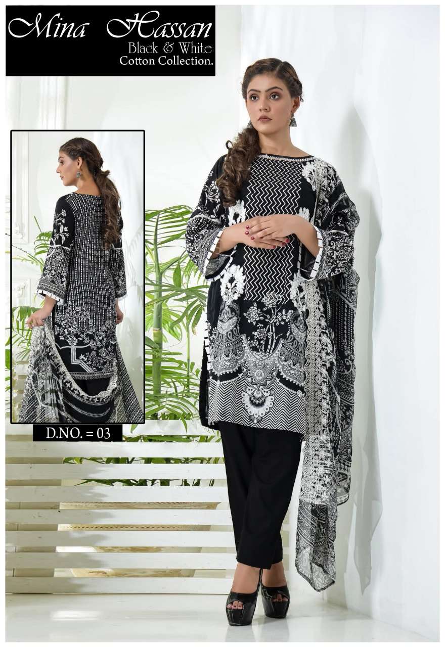  MINA HASSAN BLACK N WHITE COTTON COLLECTION