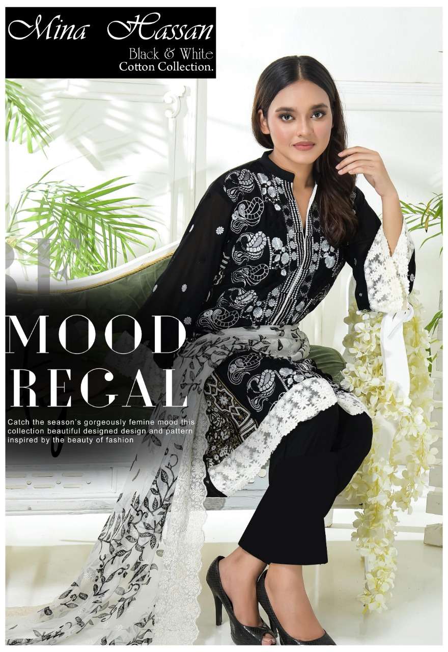  MINA HASSAN BLACK N WHITE COTTON COLLECTION
