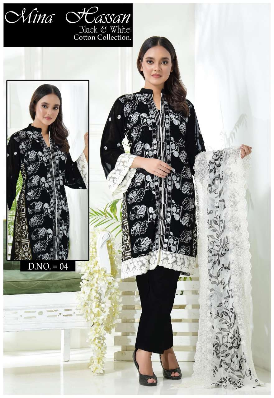  MINA HASSAN BLACK N WHITE COTTON COLLECTION