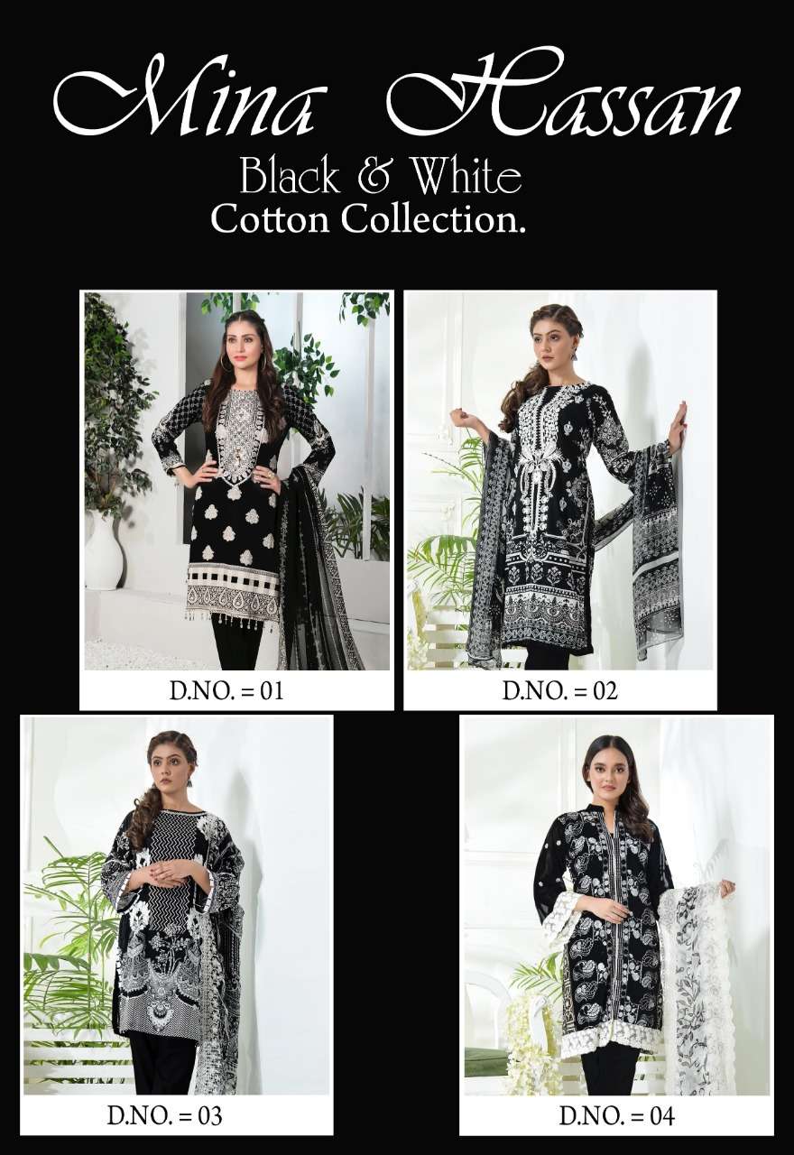  MINA HASSAN BLACK N WHITE COTTON COLLECTION