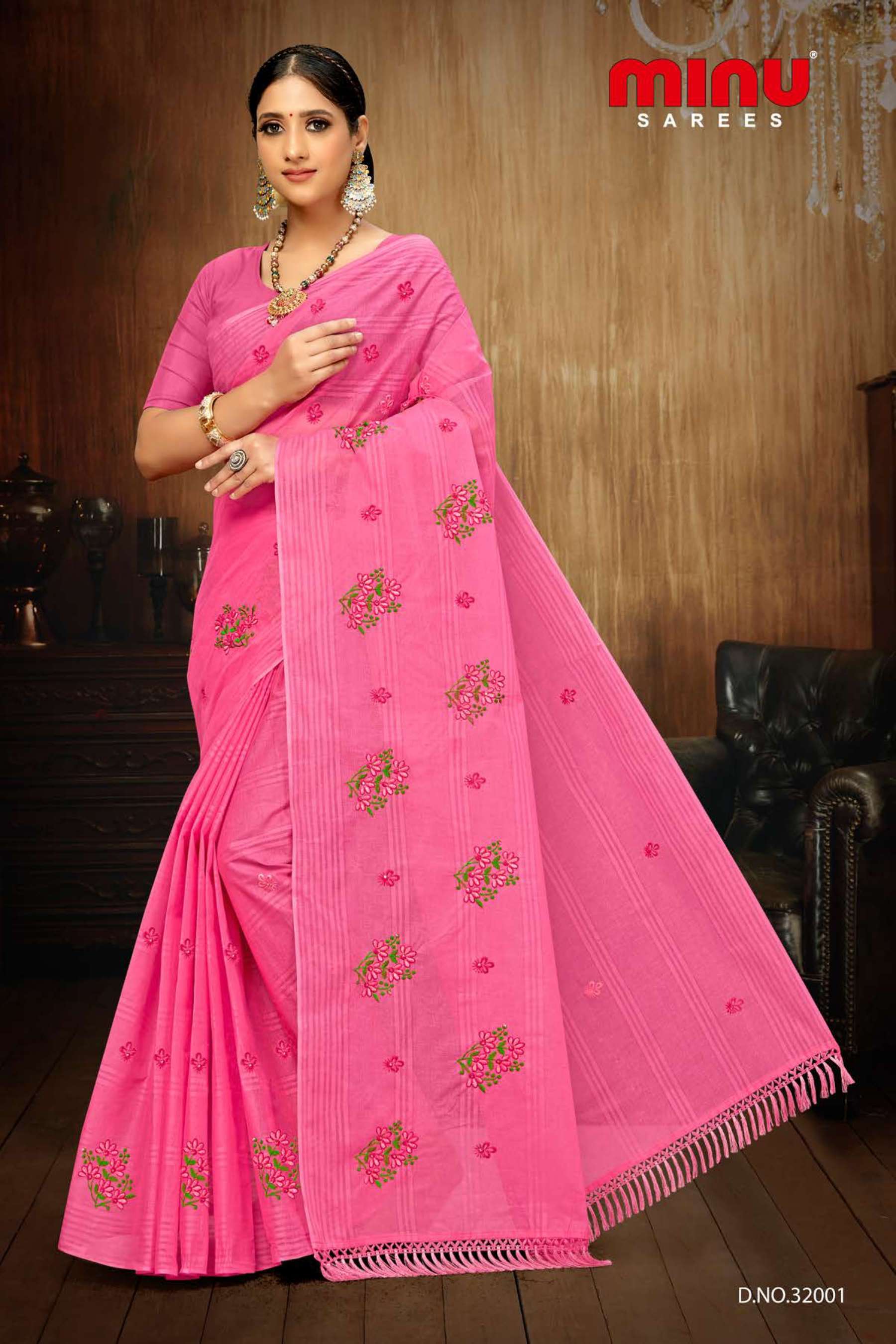 Minu BARKHA Cotton Embroidered Saree-8P Catalog