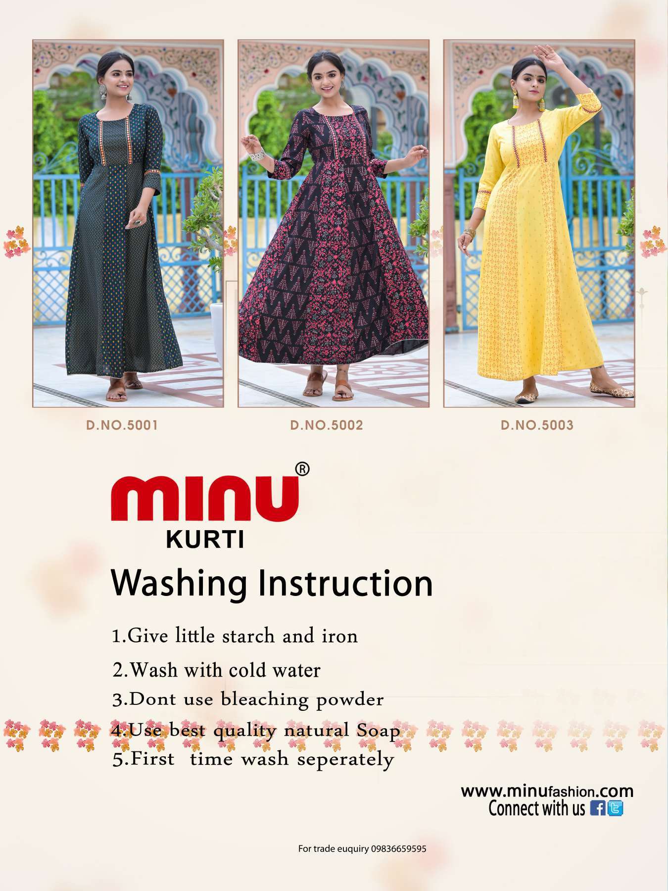 Minu CHOCOLATE Vol-5 Rayon Anarkali Kurtis-3P Catalogue