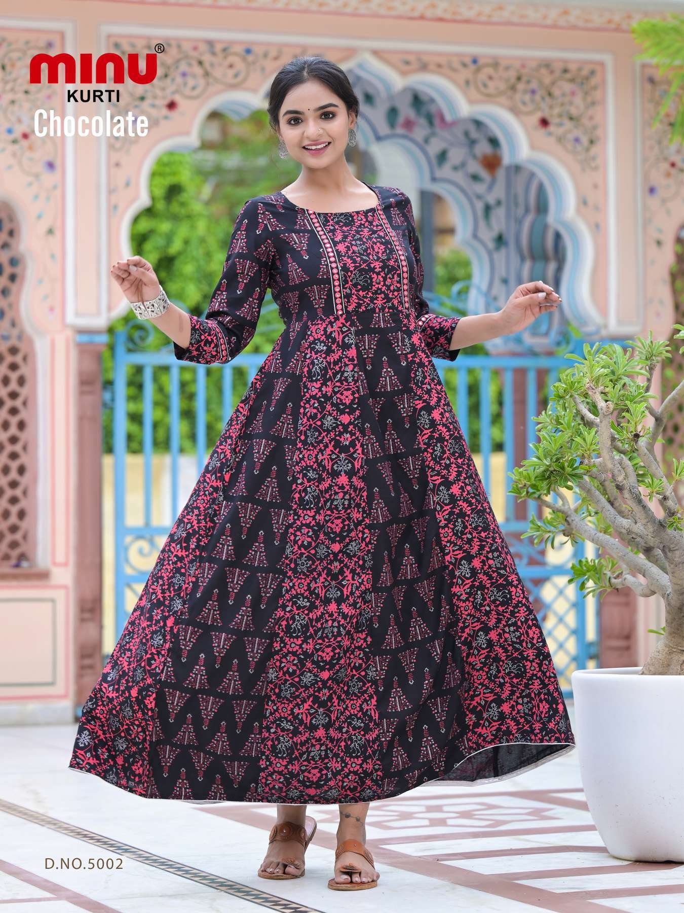 Minu CHOCOLATE Vol-5 Rayon Anarkali Kurtis-3P Catalogue