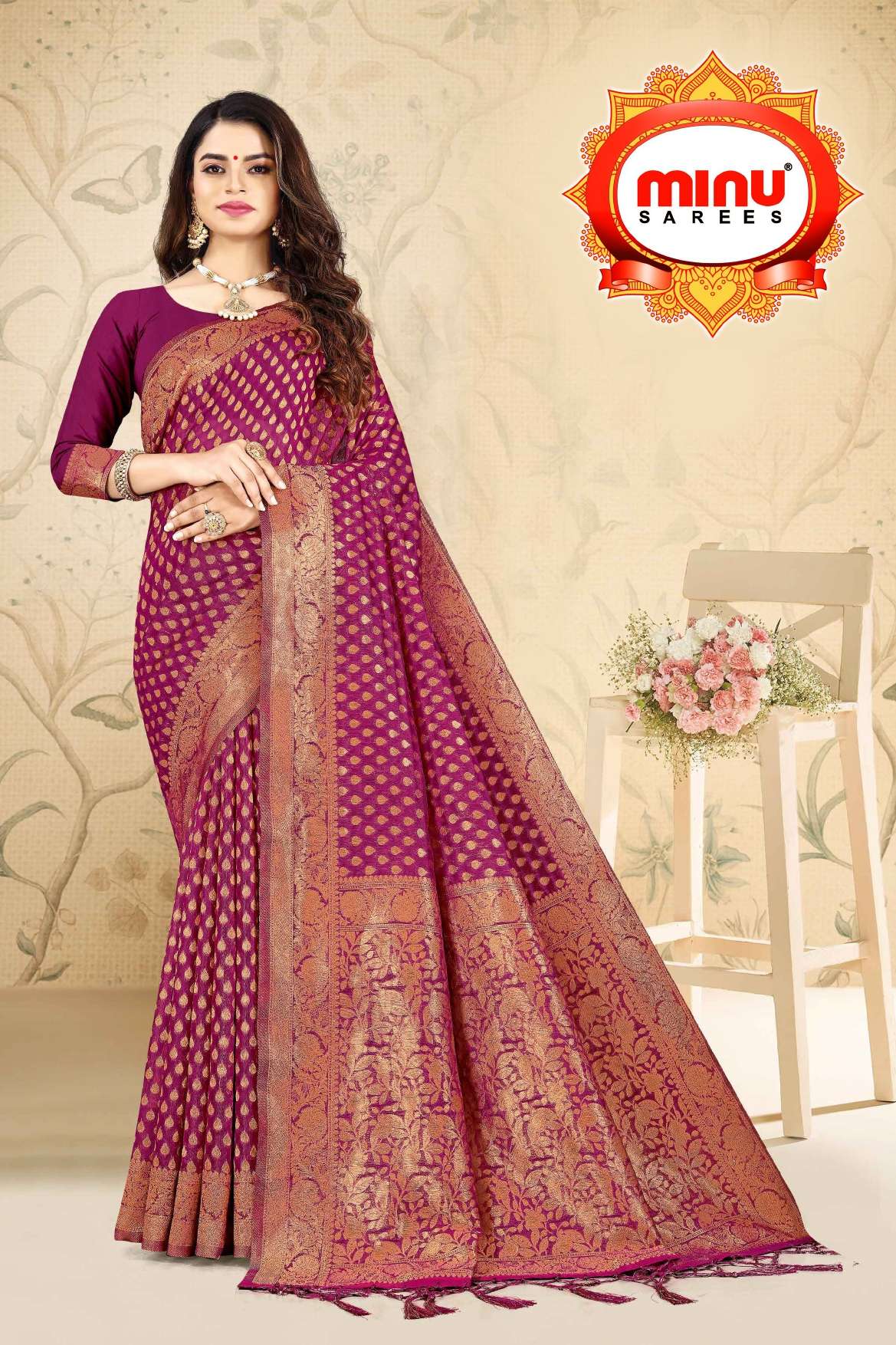 Minu COPPER STYLE VOL-2 Chanderi Silk Saree-7P Catalog